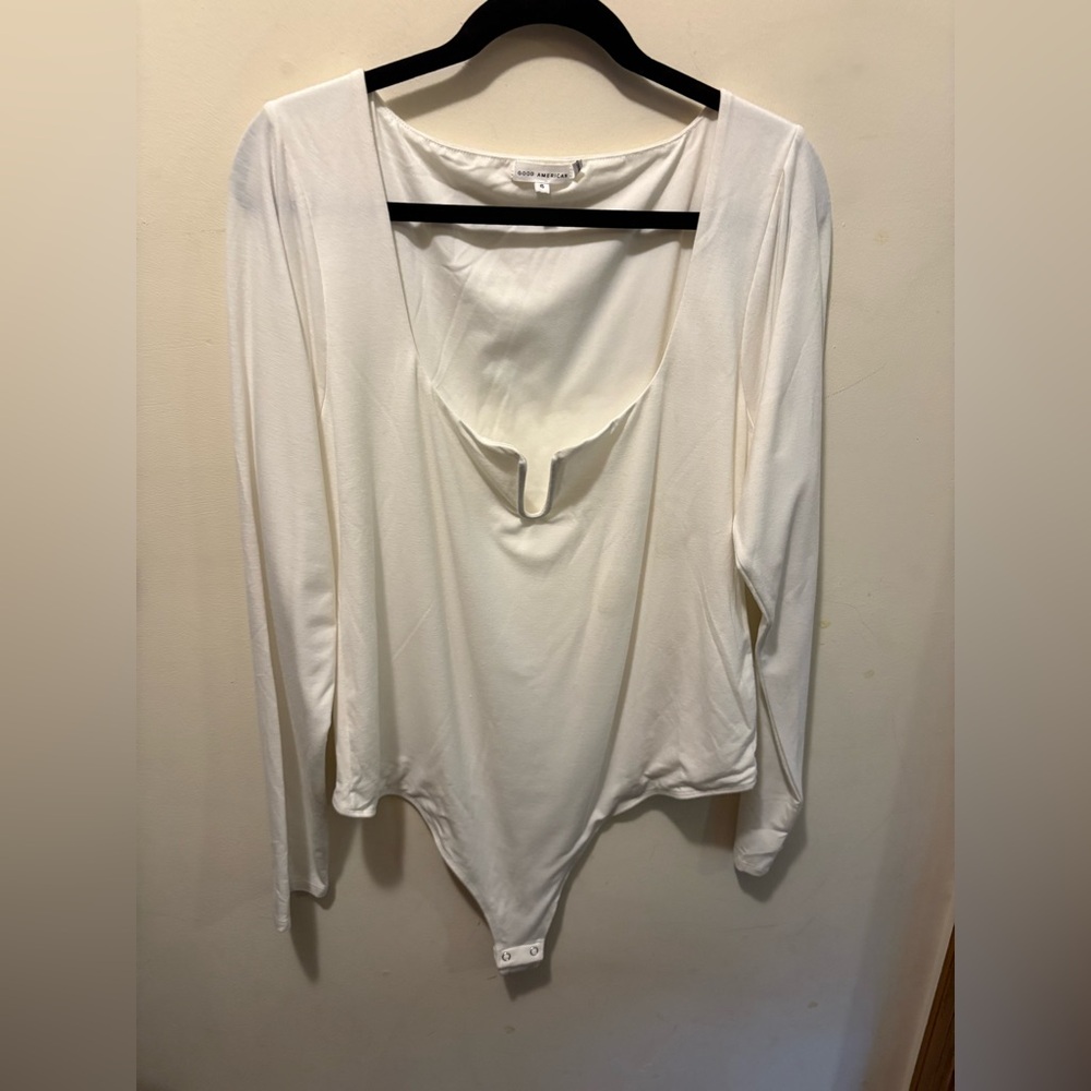 Good American U‎ collar white  Long Sleeve Bodysuit Sz 6 3XL